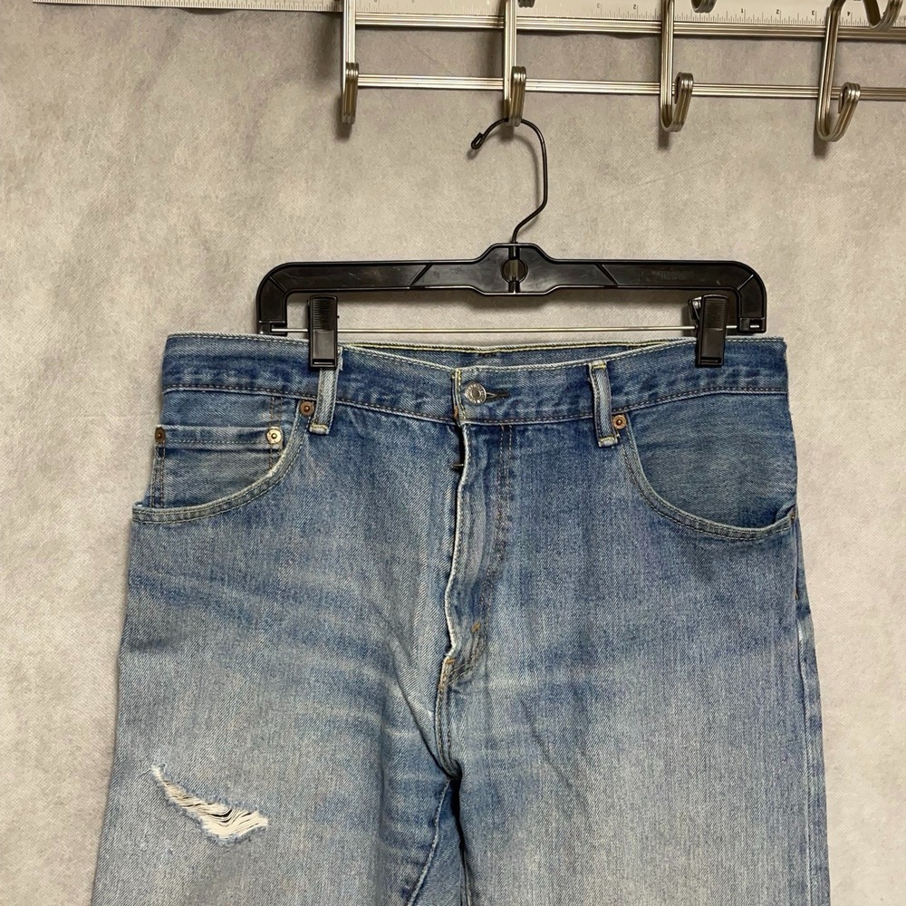 Levi's 517 Jeans Men 33X30 Blue Stone Wash Denim Bootcut Cowboy Western Distress